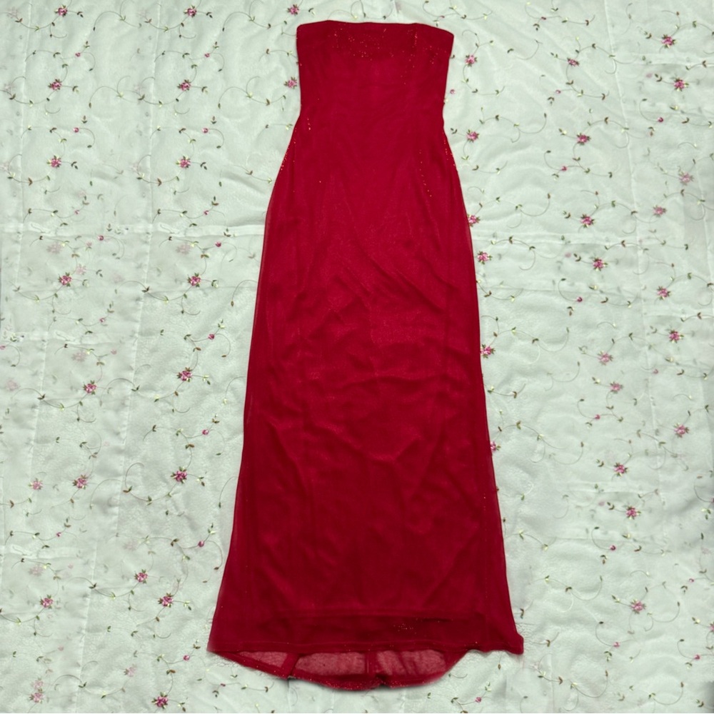 Vintage Gunne Sax Red Strapless Gown
